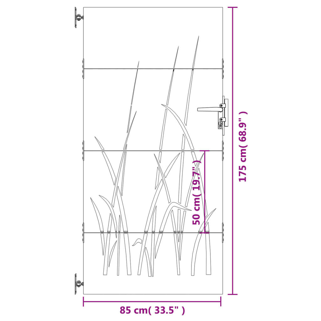 vidaXL havelåge 85x175 cm cortenstål græsdesign