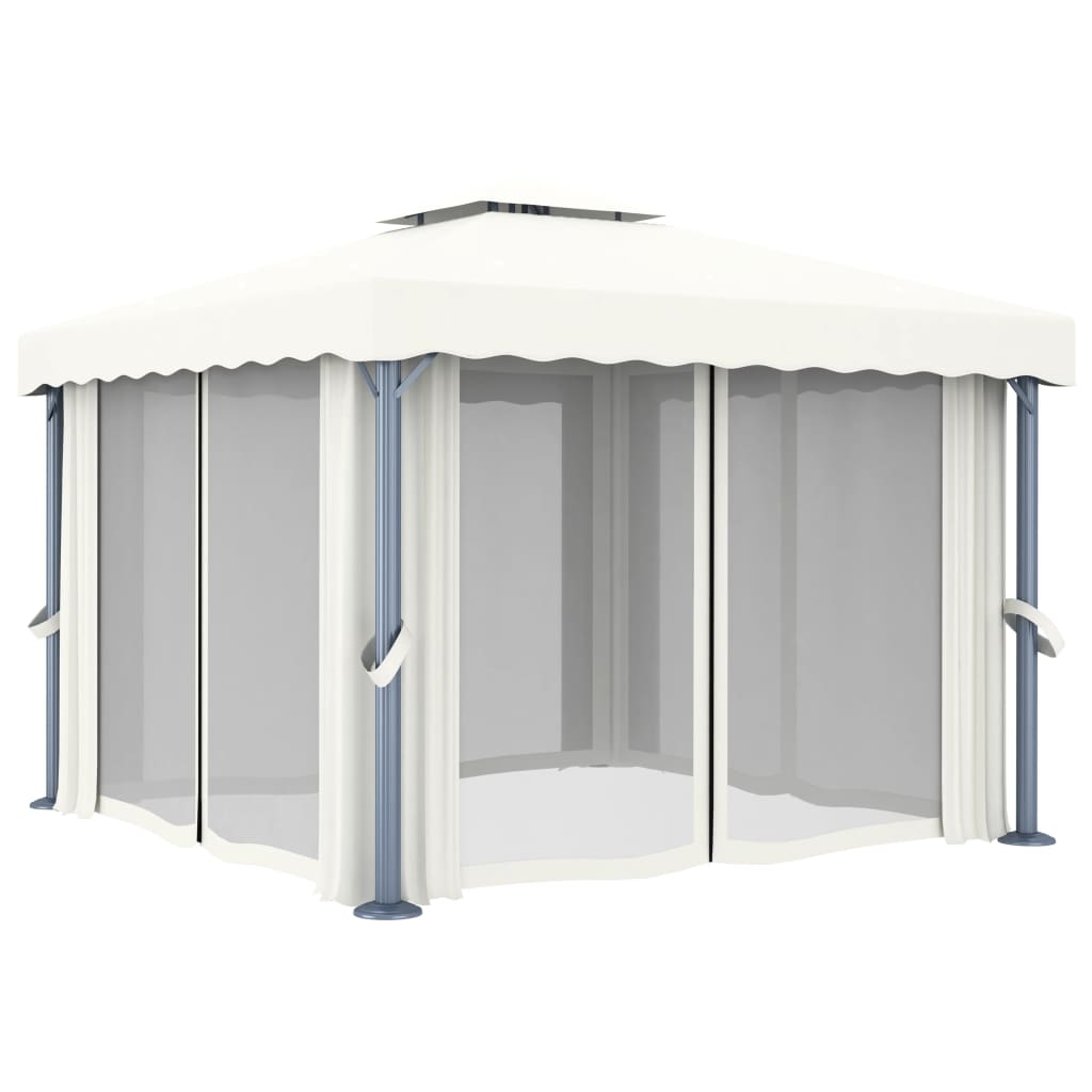 vidaXL pavillon med gardin 3x3 m aluminium cremefarvet