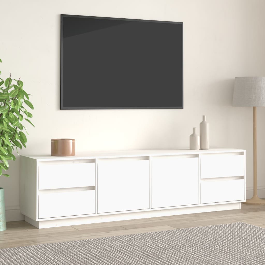 vidaXL tv-bord 176x37x47,5 cm massivt fyrretræ hvid