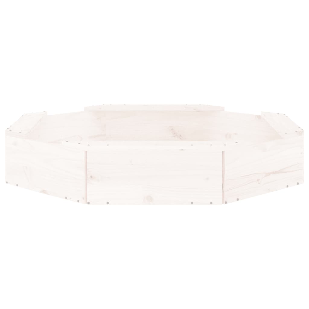 vidaXL sandkasse med sæder ottekantet massivt fyrretræ hvid