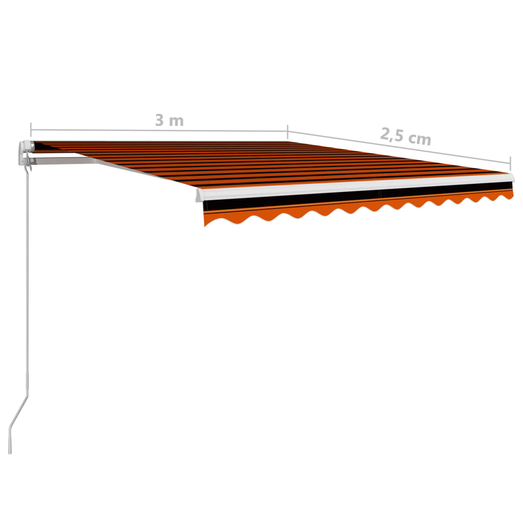 vidaXL foldemarkise manuel betjening 300 x 250 cm orange og brun