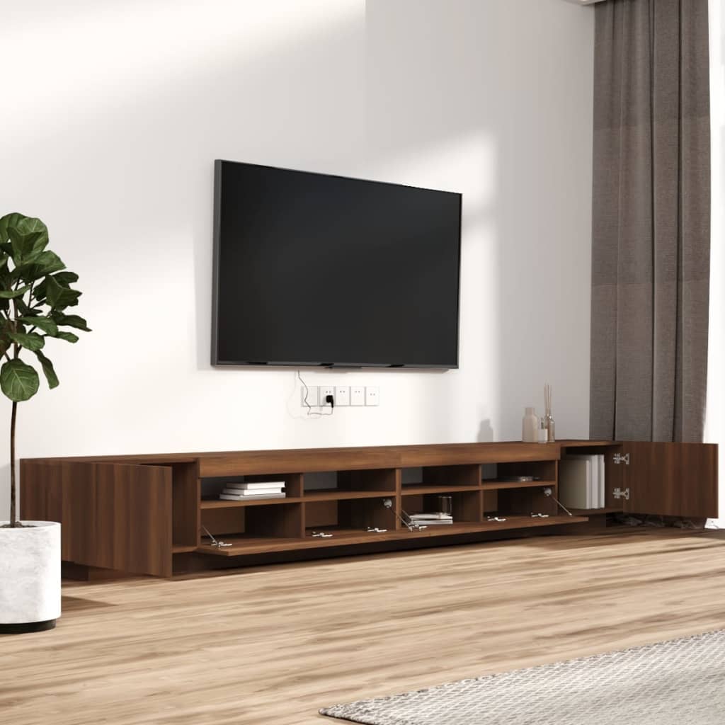 vidaXL tv-borde 3 stk. med LED-lys konstrueret træ brun egetræsfarve