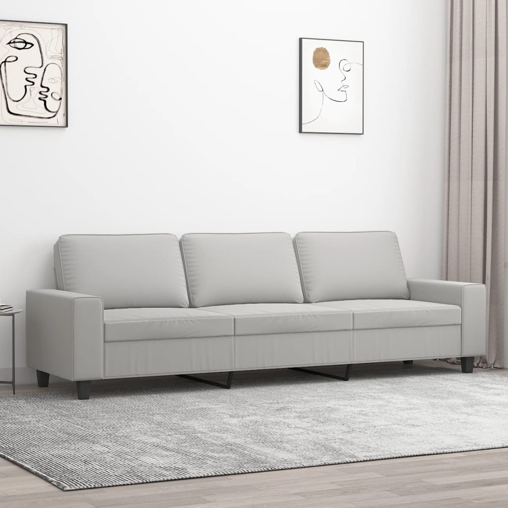 vidaXL 3-personers sofa 210 cm mikrofiberstof lysegrå