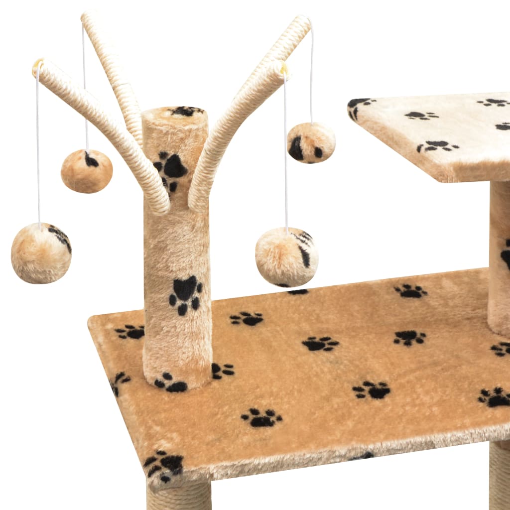 vidaXL kradsetræ med sisal til katte 125 cm poteprint beige