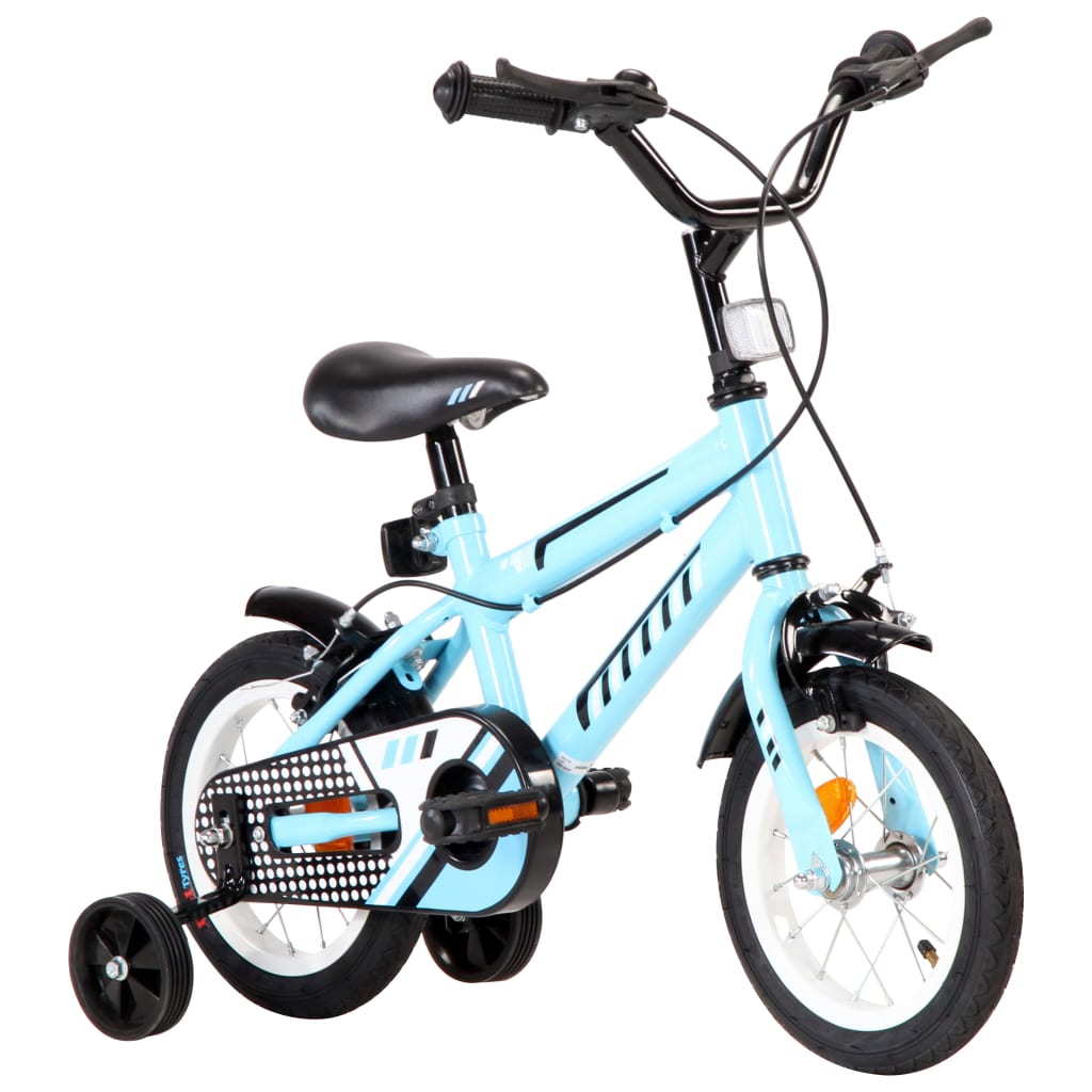 vidaXL børnecykel 12 tommer sort og blå