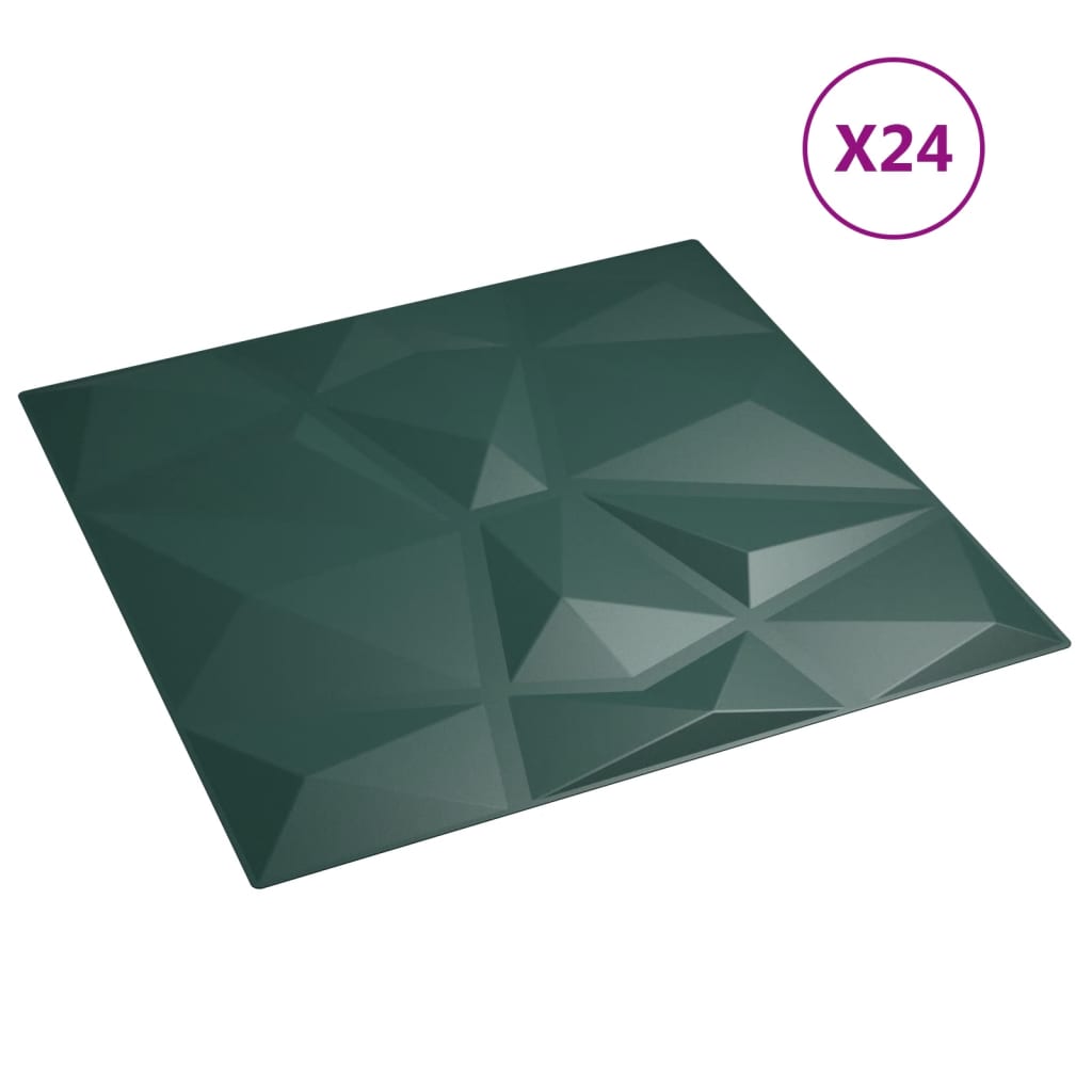vidaXL vægpaneler 24 stk. 50x50 cm 6 m² XPS diamant grøn