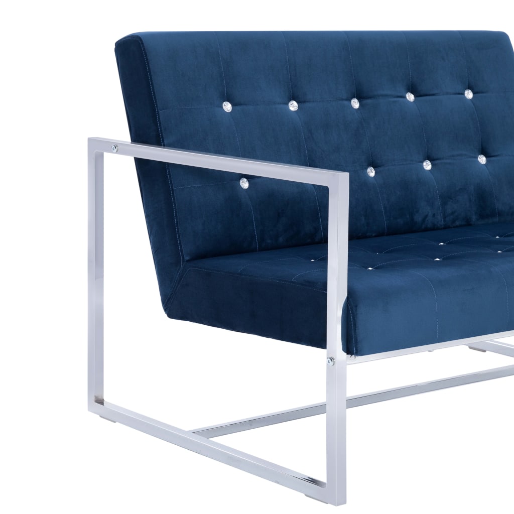vidaXL 2-personers sofa med armlæn krom og fløjl blå