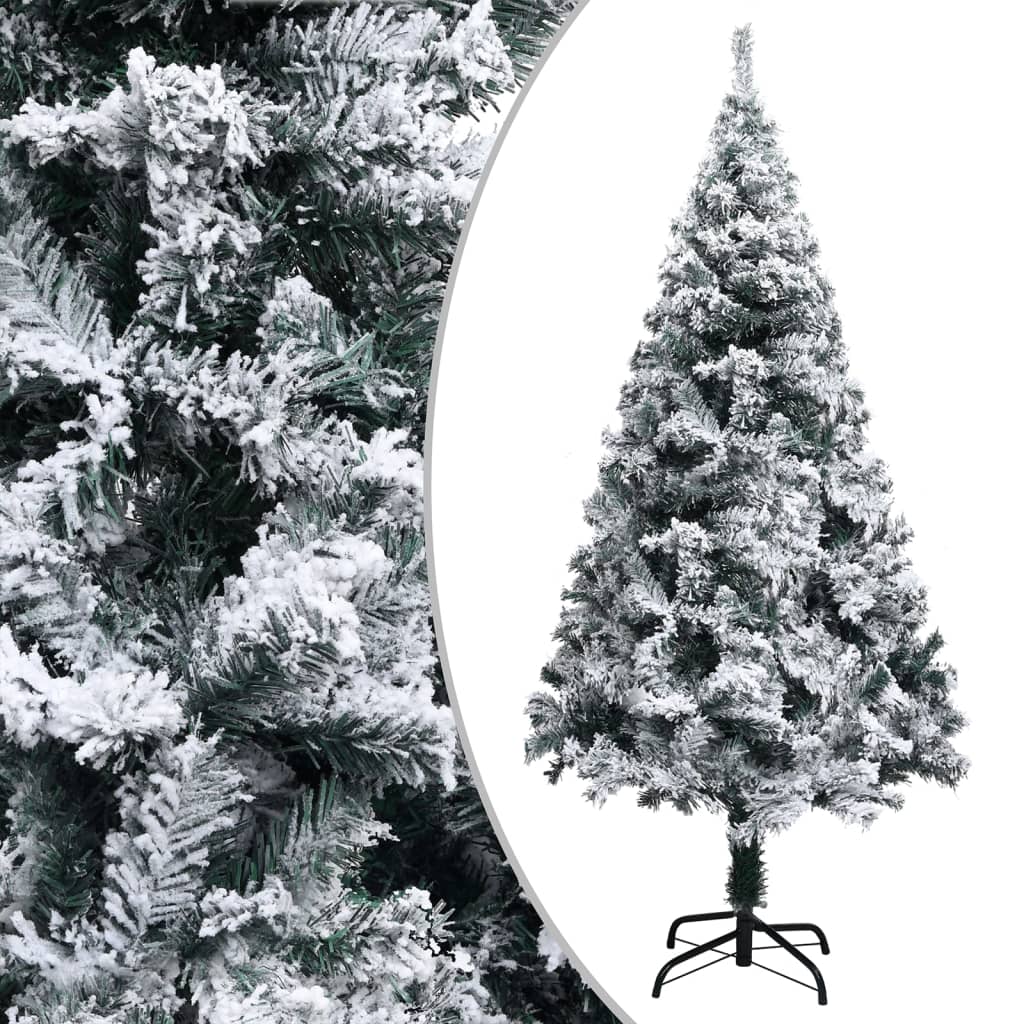 vidaXL kunstigt juletræ med lys og sne 180 cm grøn