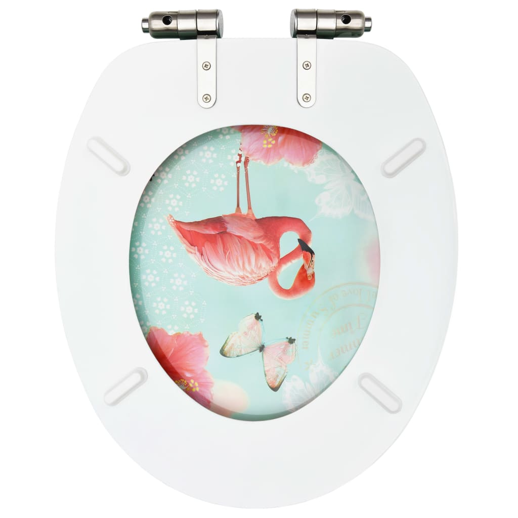 vidaXL toiletsæde med soft close-låg MDF flamingodesign