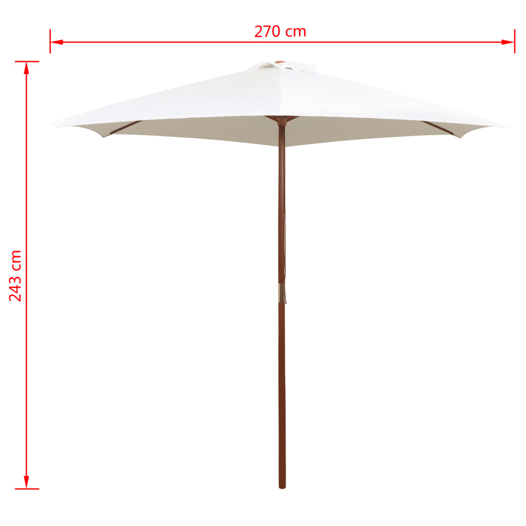 vidaXL parasol 270 x 270 cm træstang cremehvid