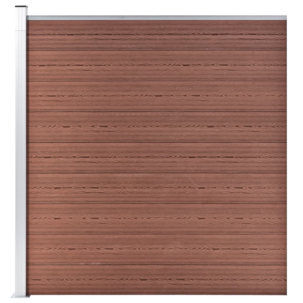 vidaXL hegnssæt 8 firkantede + 1 skrå 1484 x 186 WPC brun