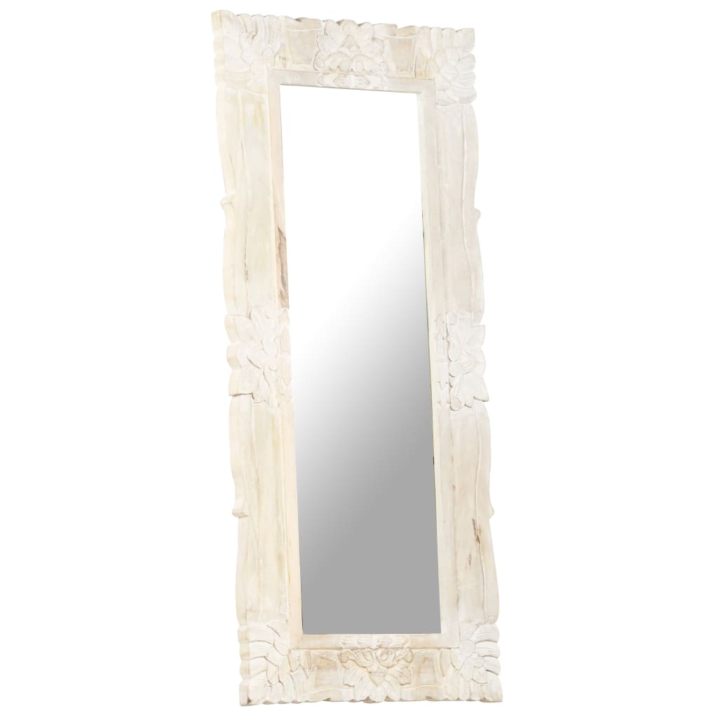 vidaXL spejl 110x50 cm massivt mangotræ hvid