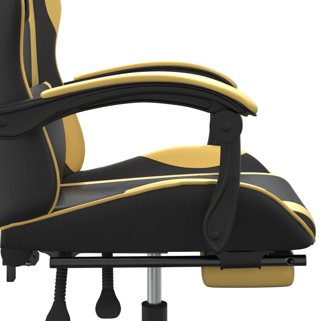 vidaXL gamingstol med fodstøtte kunstlæder sort og rød guldfarvet