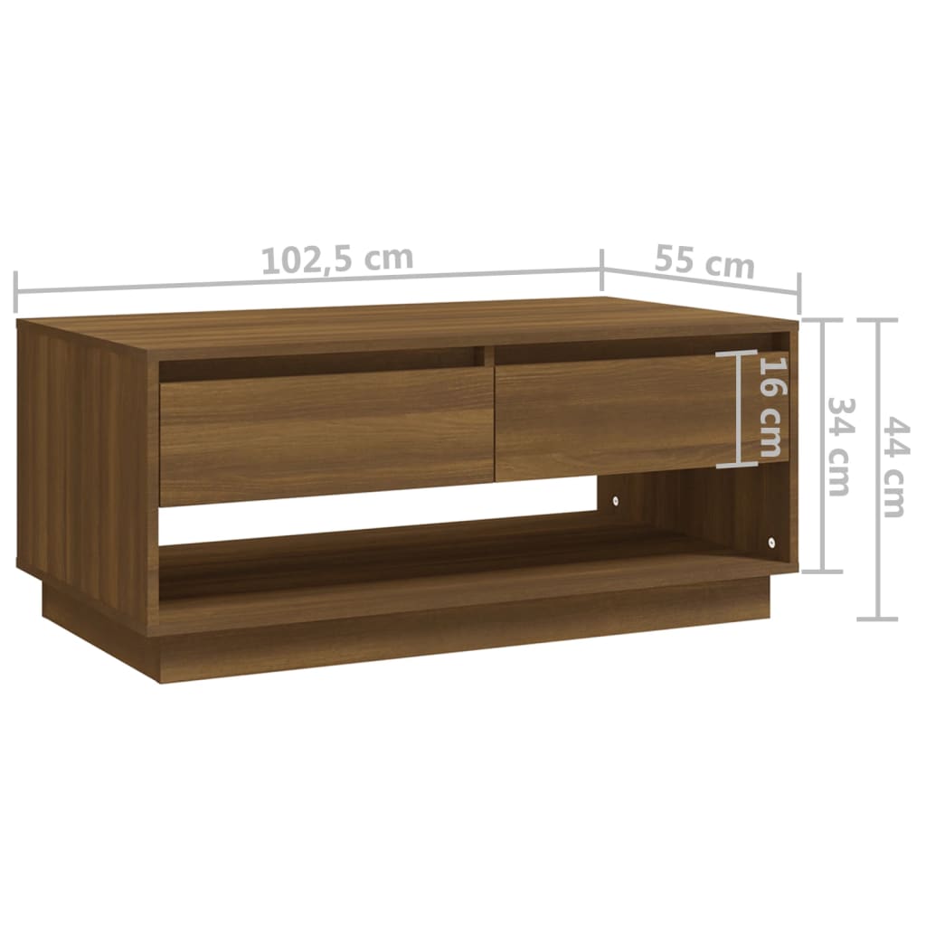 vidaXL sofabord 102,5x55x44 cm konstrueret træ brun egetræ