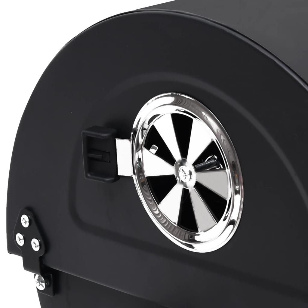 vidaXL tøndegrill med hjul og hylder 115x85x95 cm stål sort