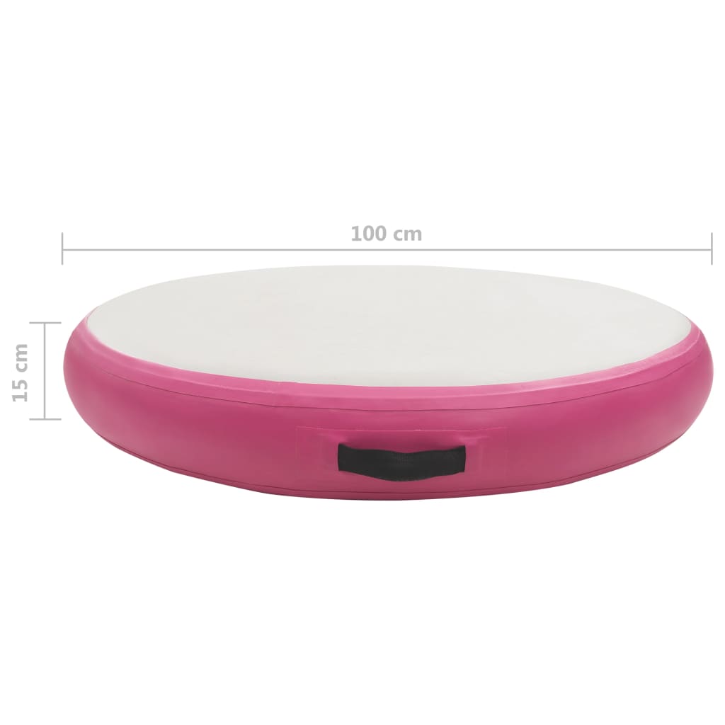 vidaXL oppustelig gymnastikmåtte med pumpe 100x100x15 cm PVC pink