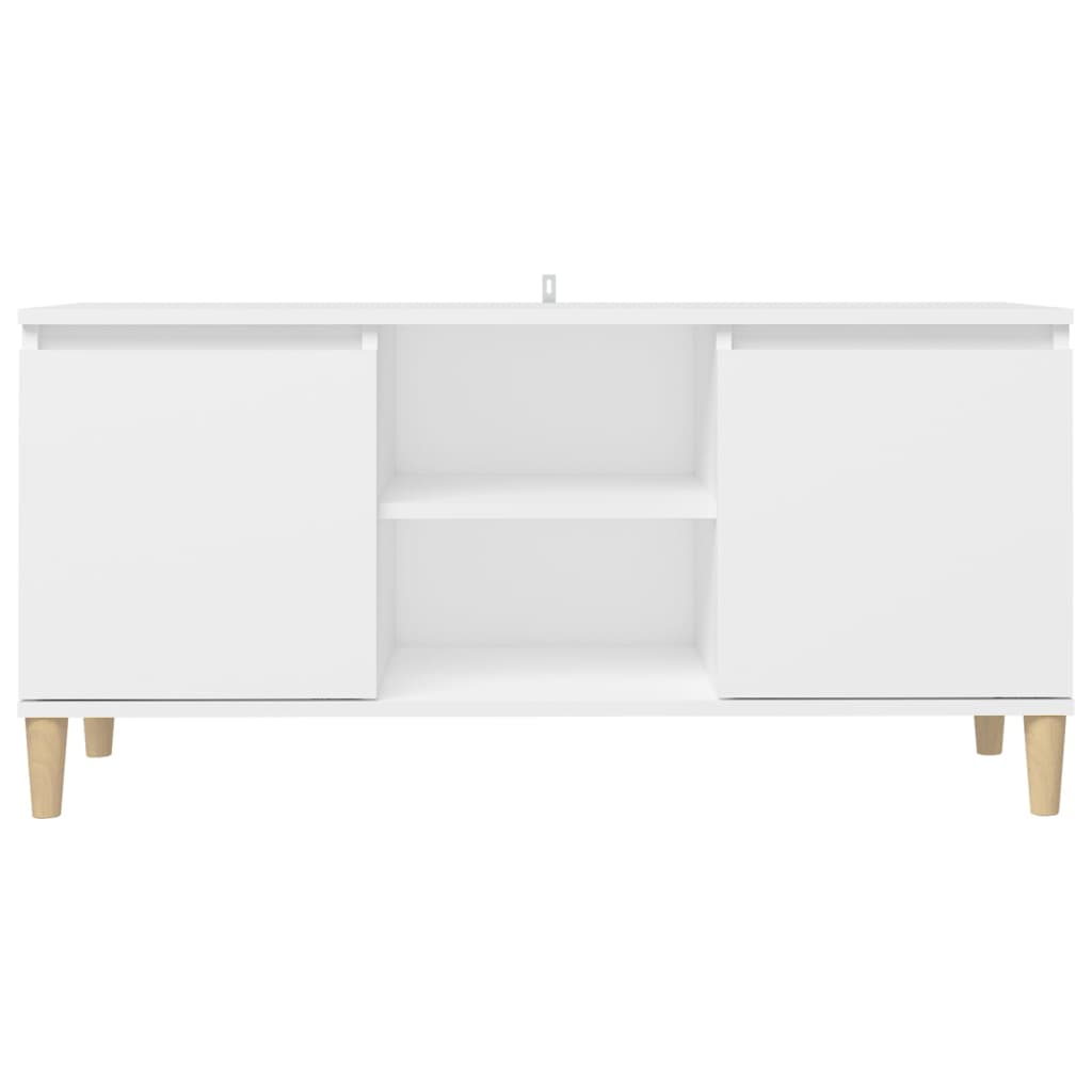 vidaXL tv-bord med massive træben 103,5x35x50 cm hvid