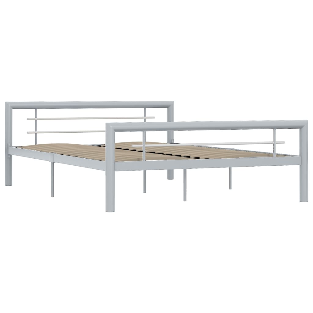 vidaXL sengestel 160x200 cm metal grå og hvid