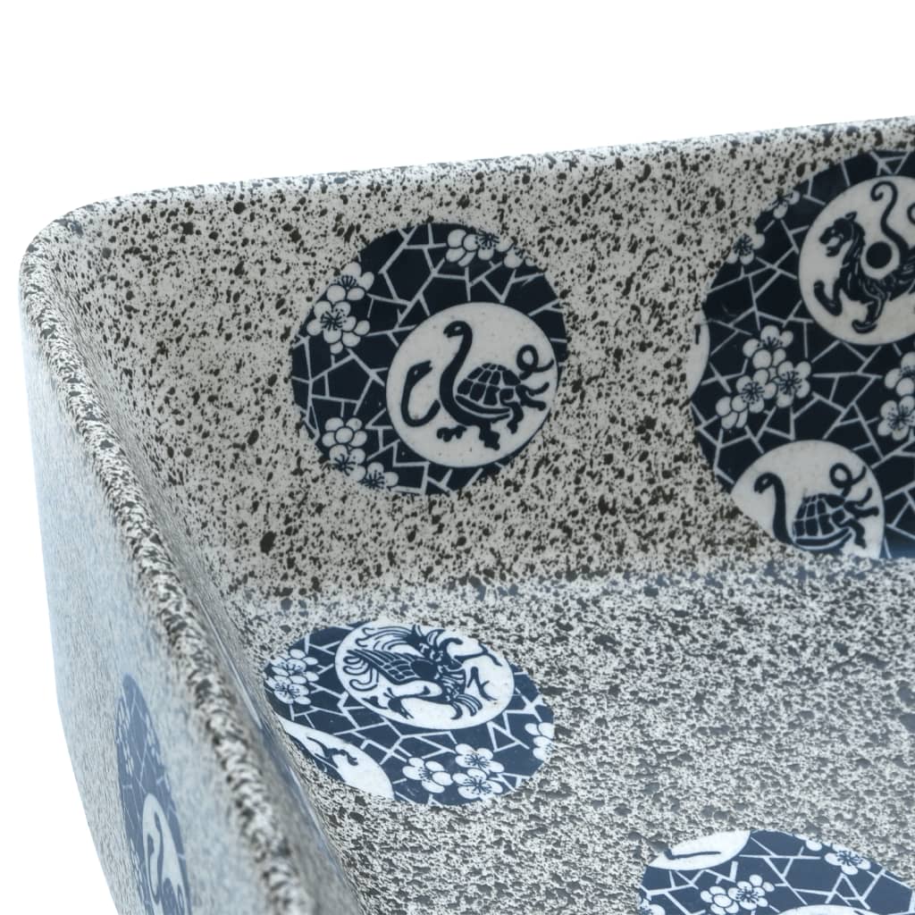 vidaXL håndvask til bord 46x35,5x13 cm rektangulær keramik flerfarvet