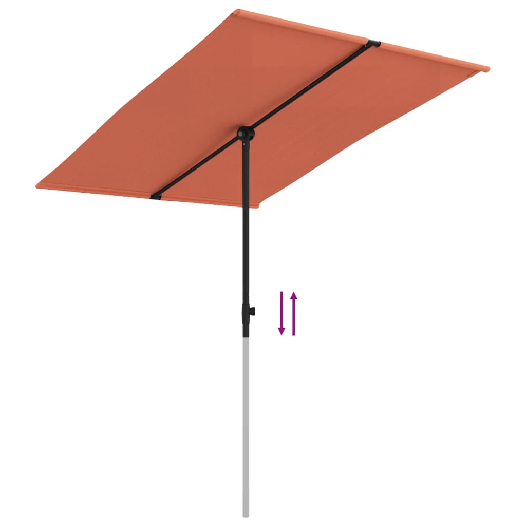 vidaXL parasol med aluminiumstang 2x1,5 m terracotta