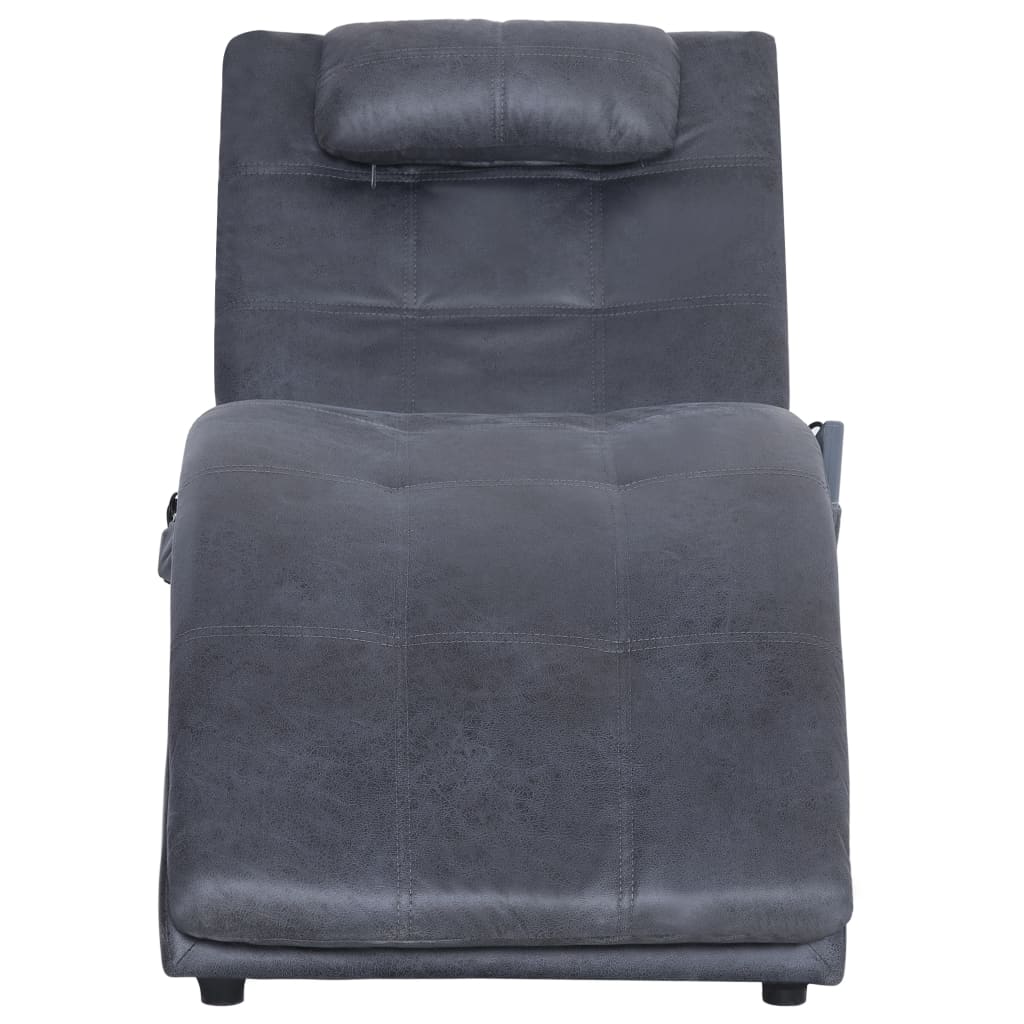 vidaXL massagechaiselong med pude imiteret ruskind grå