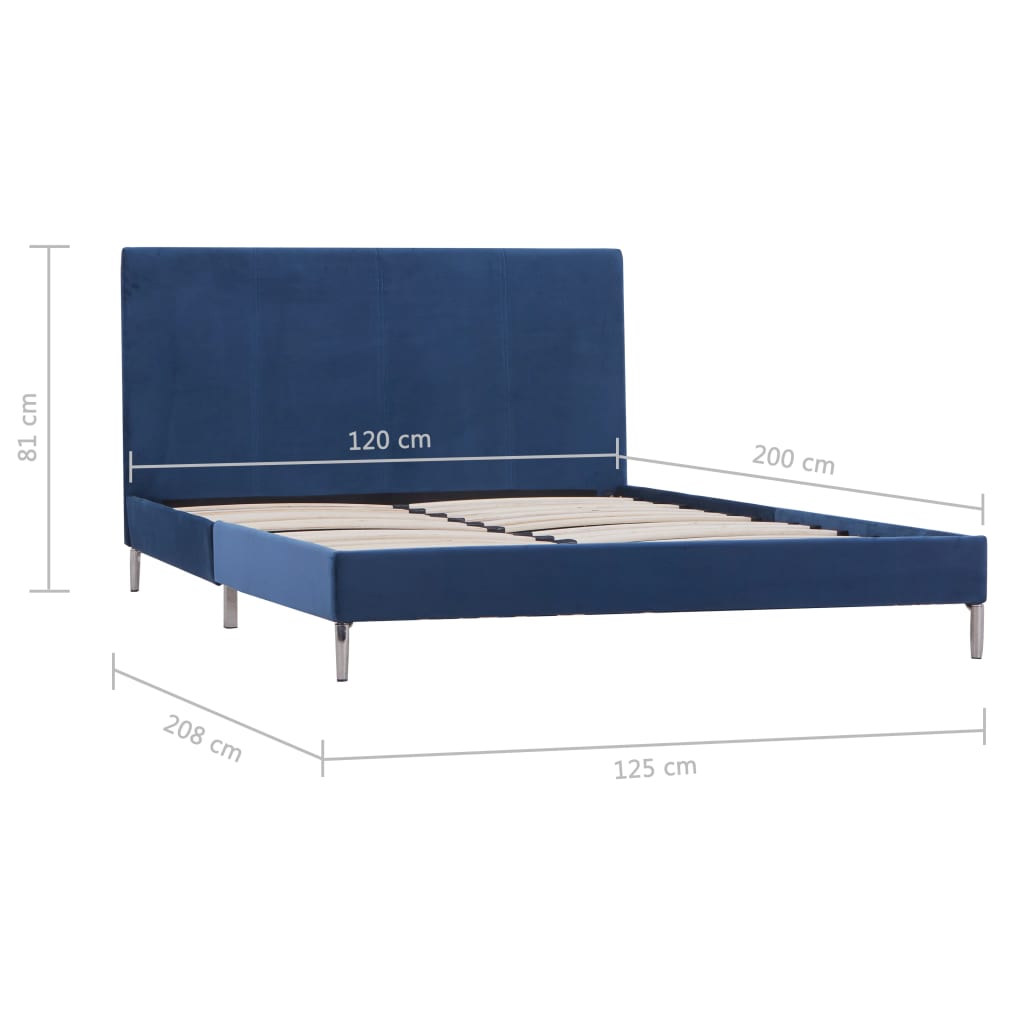 vidaXL sengestel 120 x 200 cm stof blå
