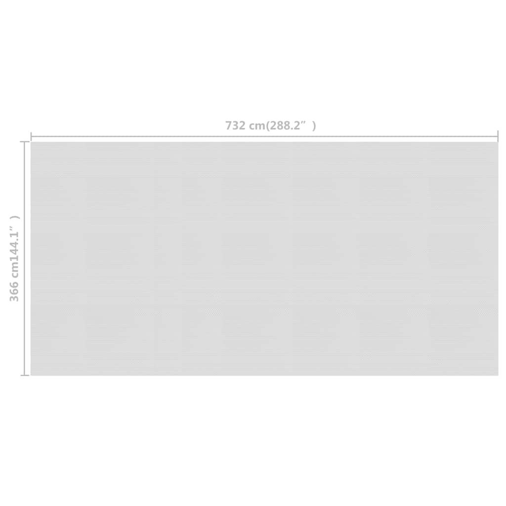 vidaXL flydende solopvarmet poolovertræk 732x366 cm PE grå