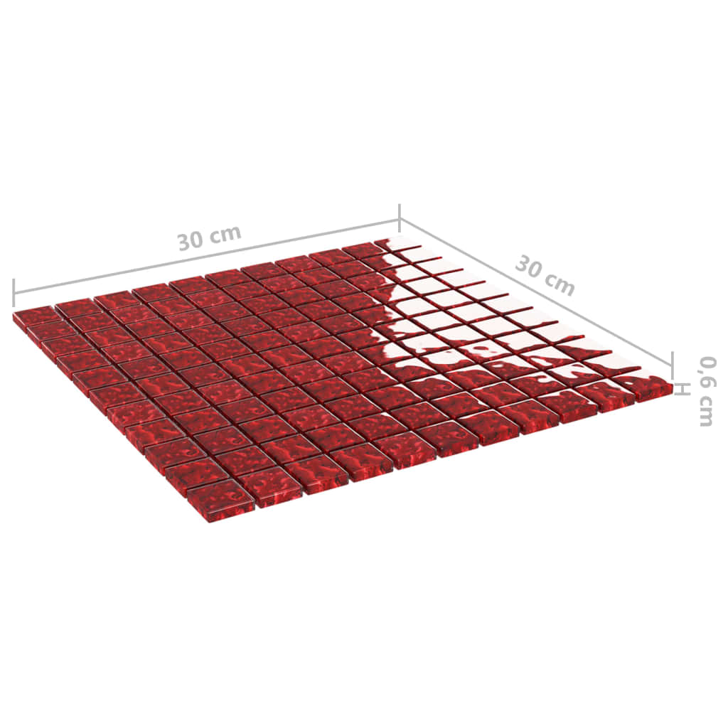 vidaXL mosaikfliser 11 stk. 30x30 cm glas rød