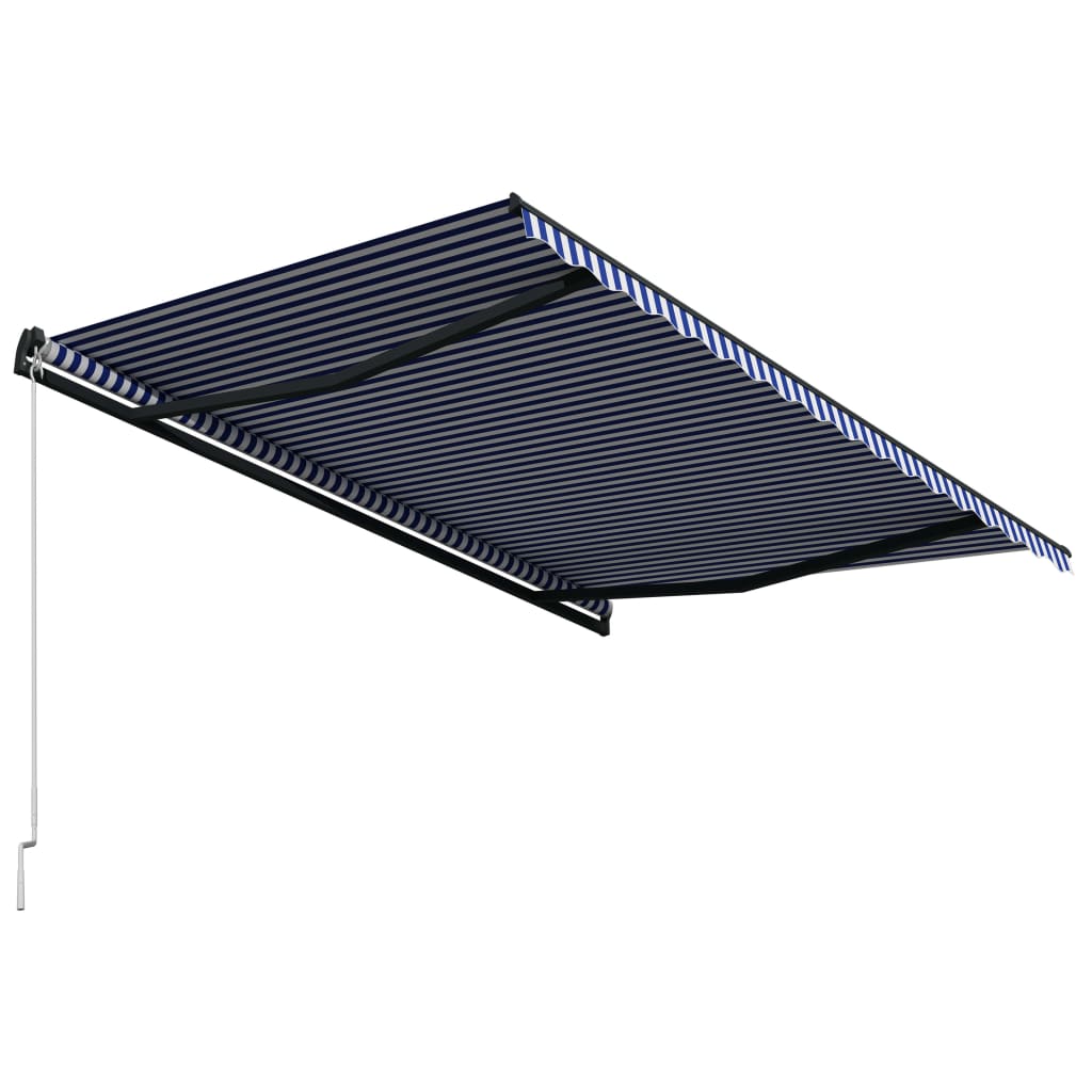 vidaXL foldemarkise manuel betjening 400 x 300 cm blå og hvid