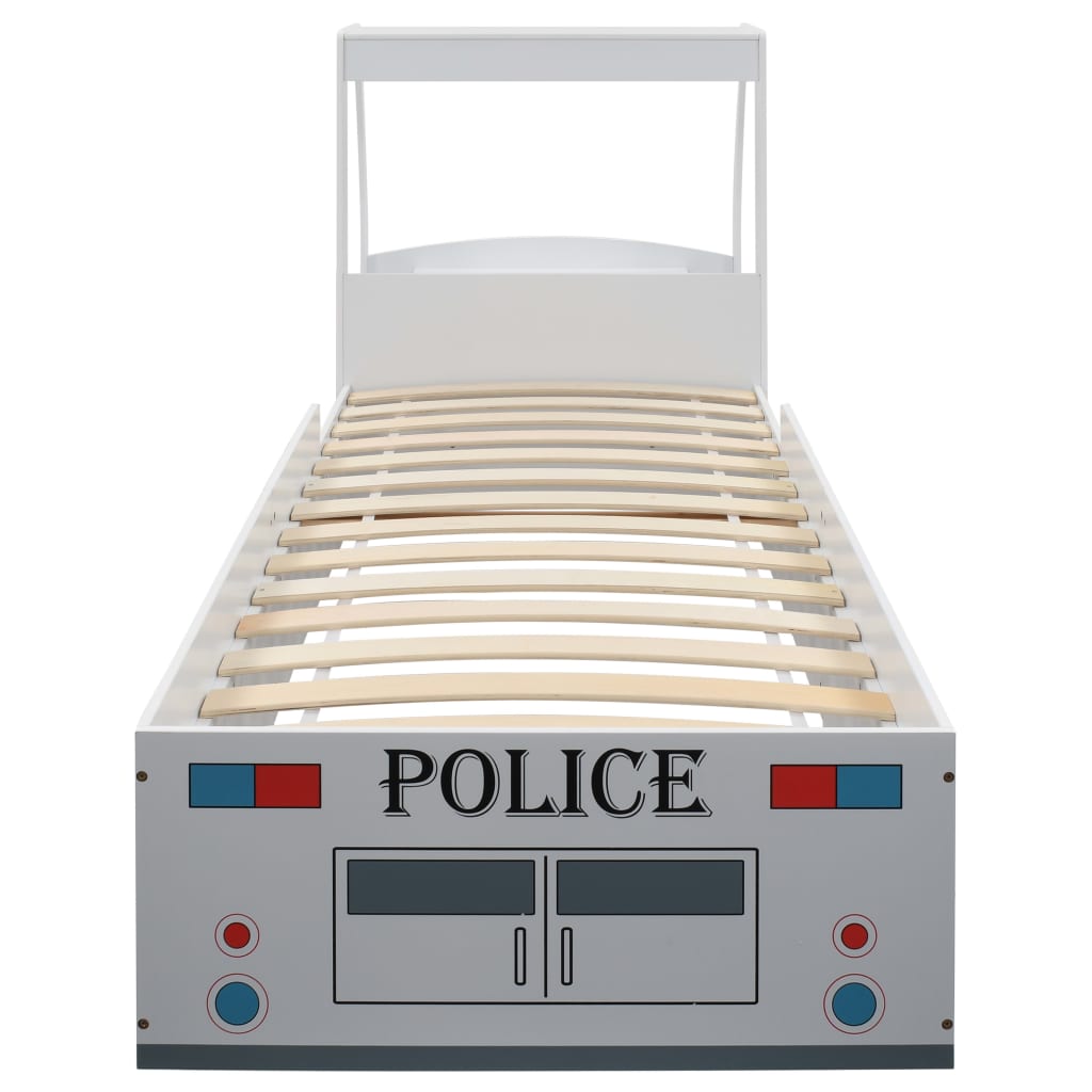 vidaXL børneseng politibil madras i memoryskum 90 x 200 cm