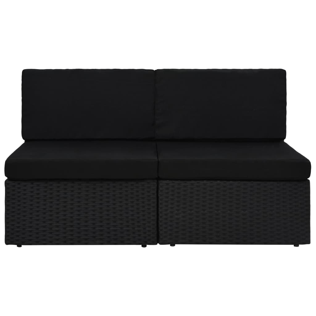 vidaXL 2-personers sofa modulær polyrattan sort