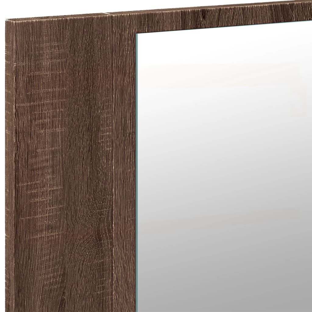 vidaXL badeværelsesskab m. spejl og LED-lys 80x12x45 cm akryl brunt eg