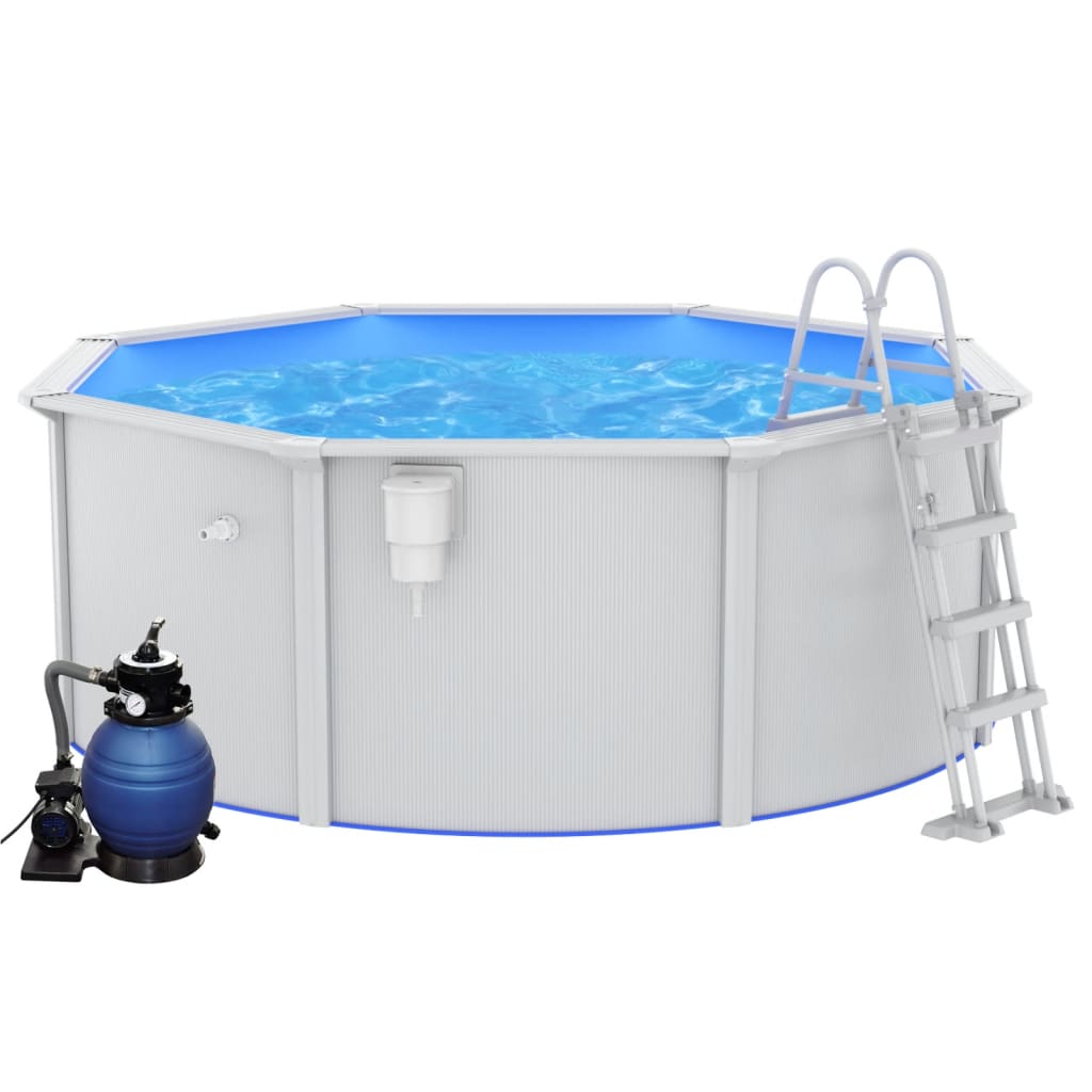 vidaXL swimmingpool med sandfilterpumpe og poolstige 360x120 cm