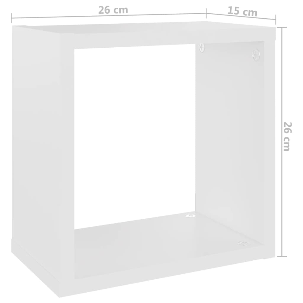 vidaXL væghylder 6 stk. 26x15x26 cm kubeformet hvid