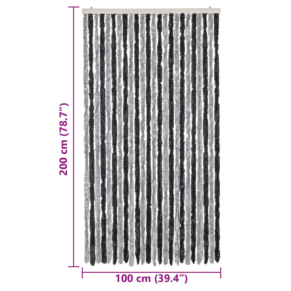 vidaXL flueforhæng 100x200 cm chenille grå og sort