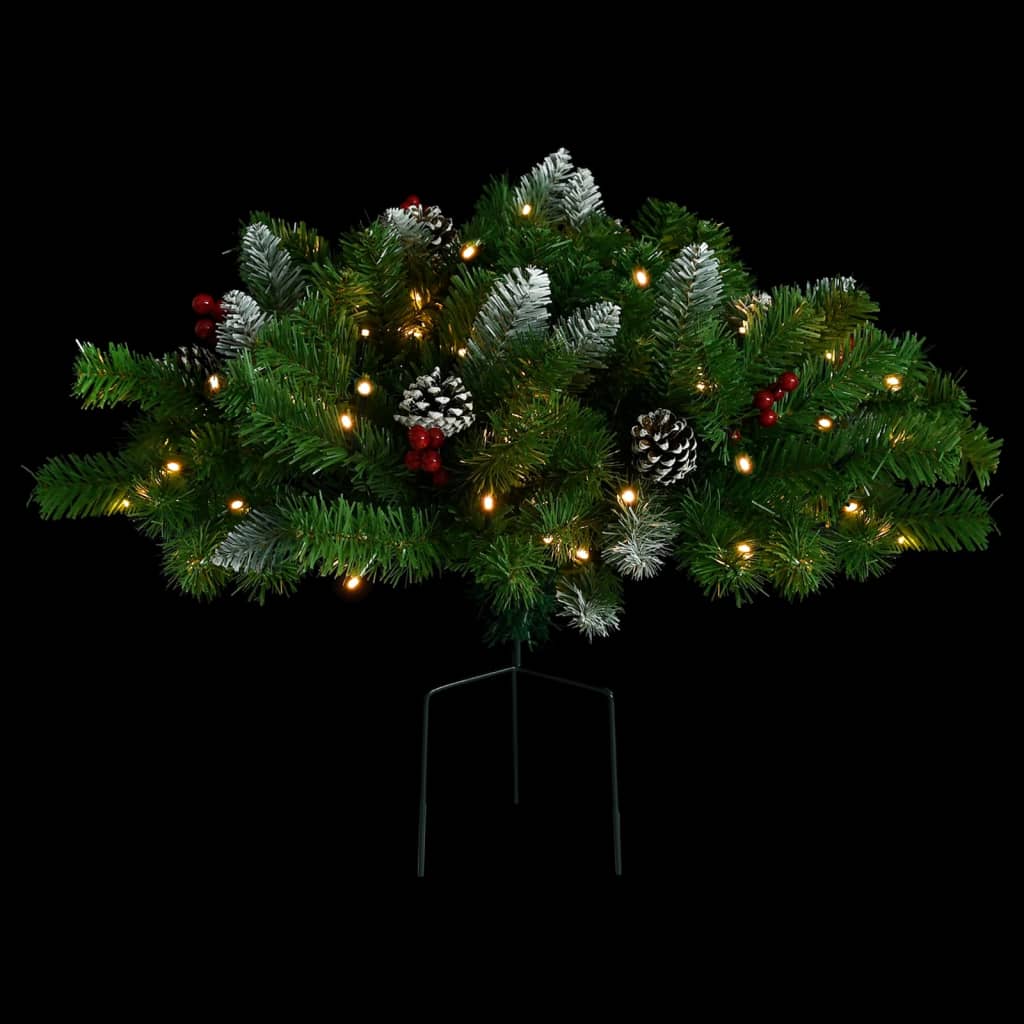 vidaXL kunstigt juletræ med lys til havesti 40 cm PVC grøn
