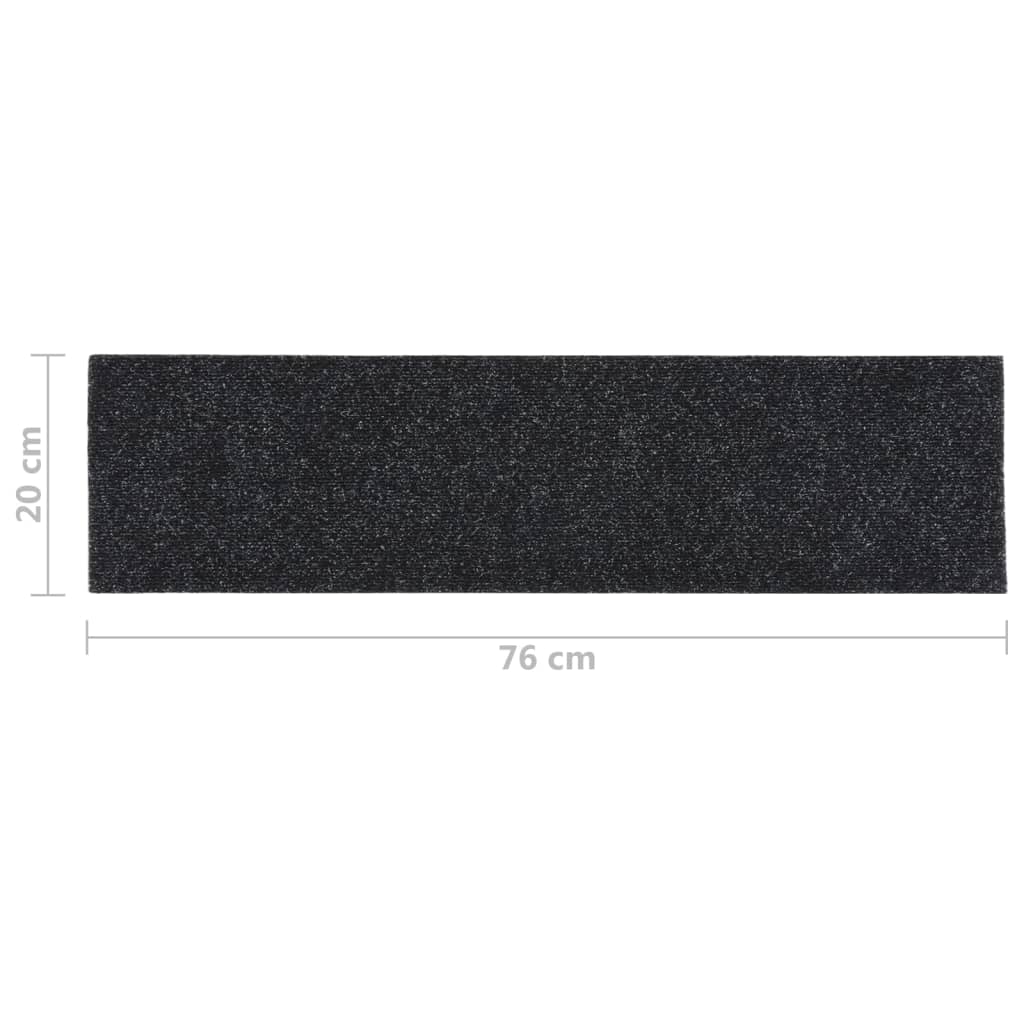 vidaXL selvklæbende trappemåtter 15 stk. 76x20 cm rektangulær sort