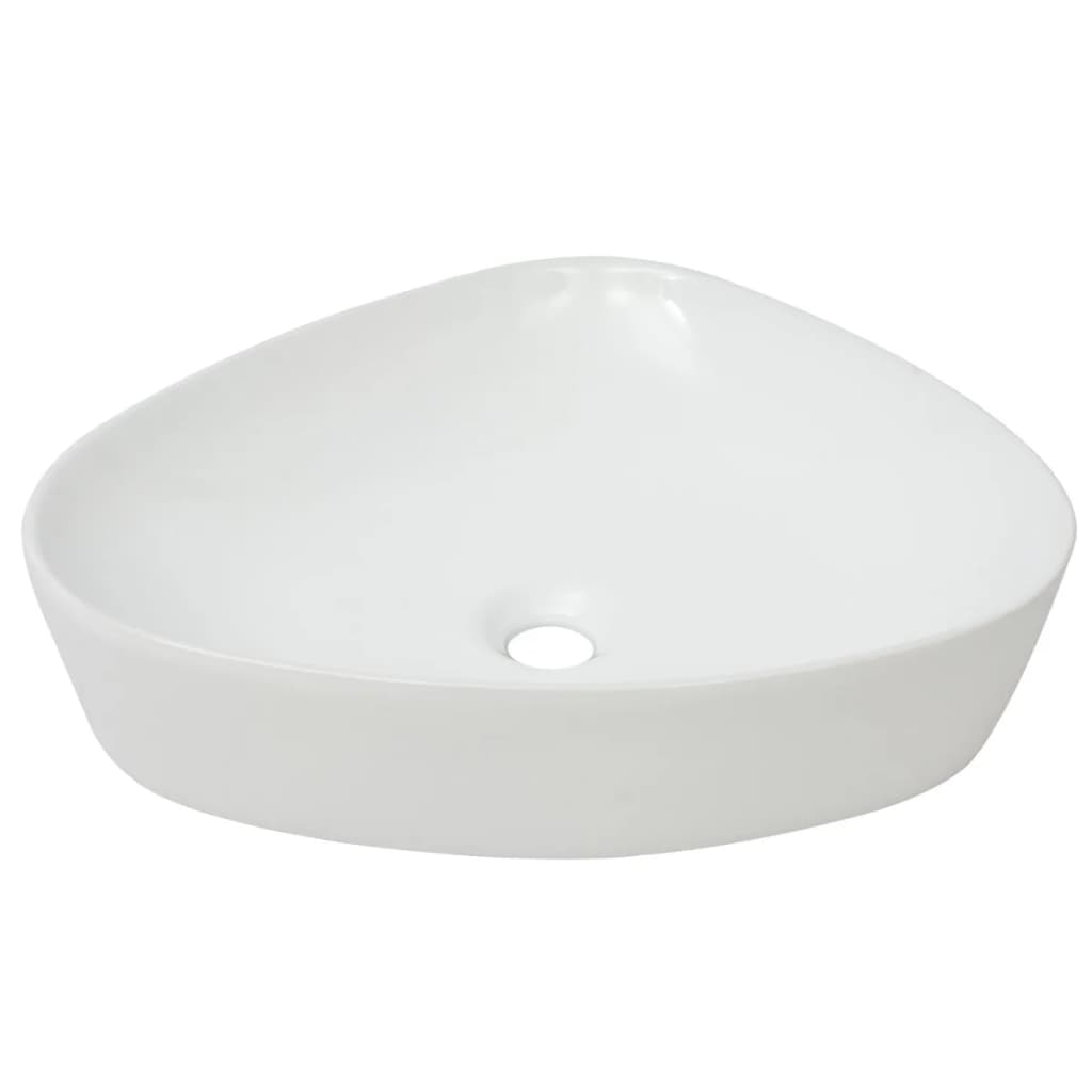 vidaXL håndvask trekantet keramik 50,5 x 41 x12 cm hvid
