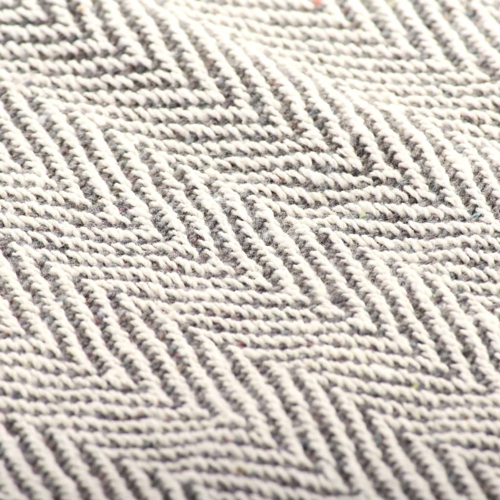 vidaXL plaid 220x250 cm bomuld sildebensmønster grå