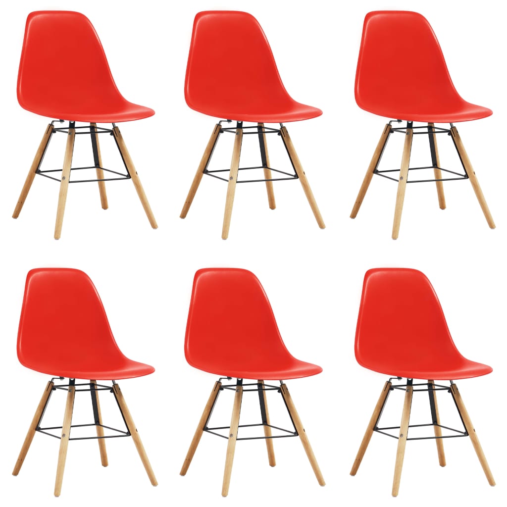 vidaXL spisebordsstole 6 stk. plastik rød
