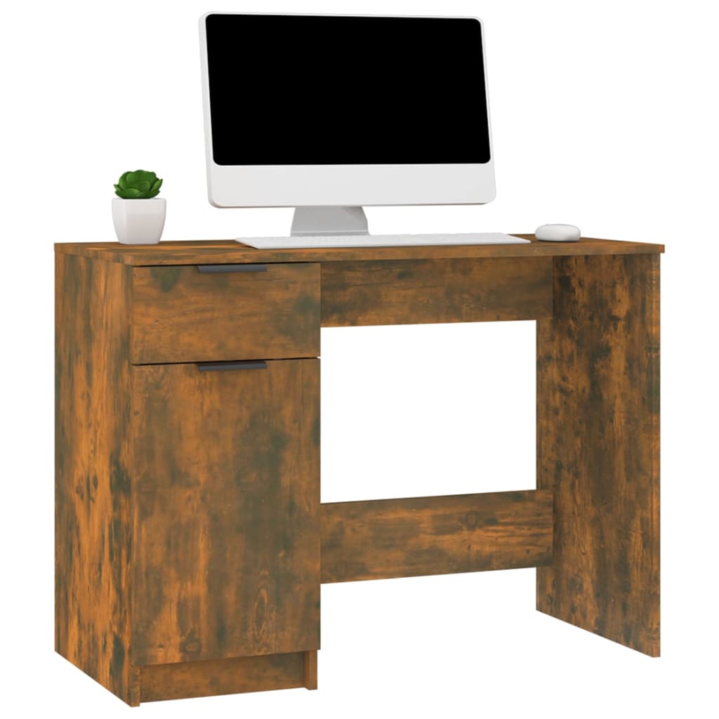 vidaXL skrivebord 100x50x75 cm konstrueret træ røget egetræsfarve