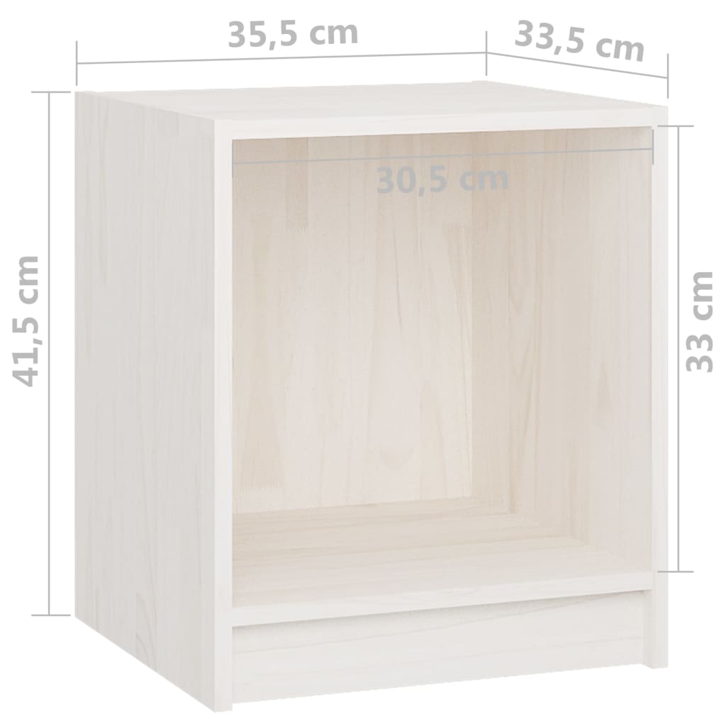 vidaXL sengeskabe 2 stk. 35,5x33,5x41,5 cm massivt fyrretræ hvid