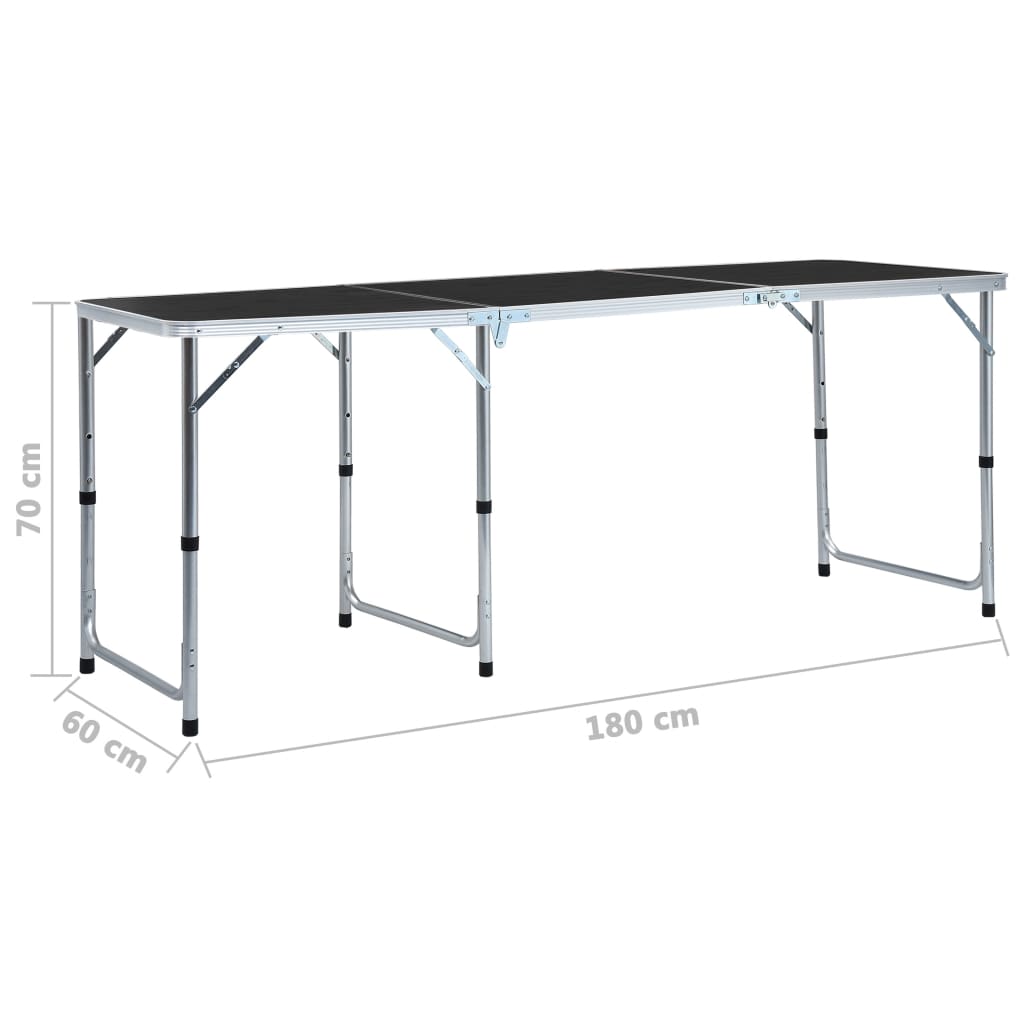 vidaXL foldbart campingbord 180 x 60 cm aluminium grå