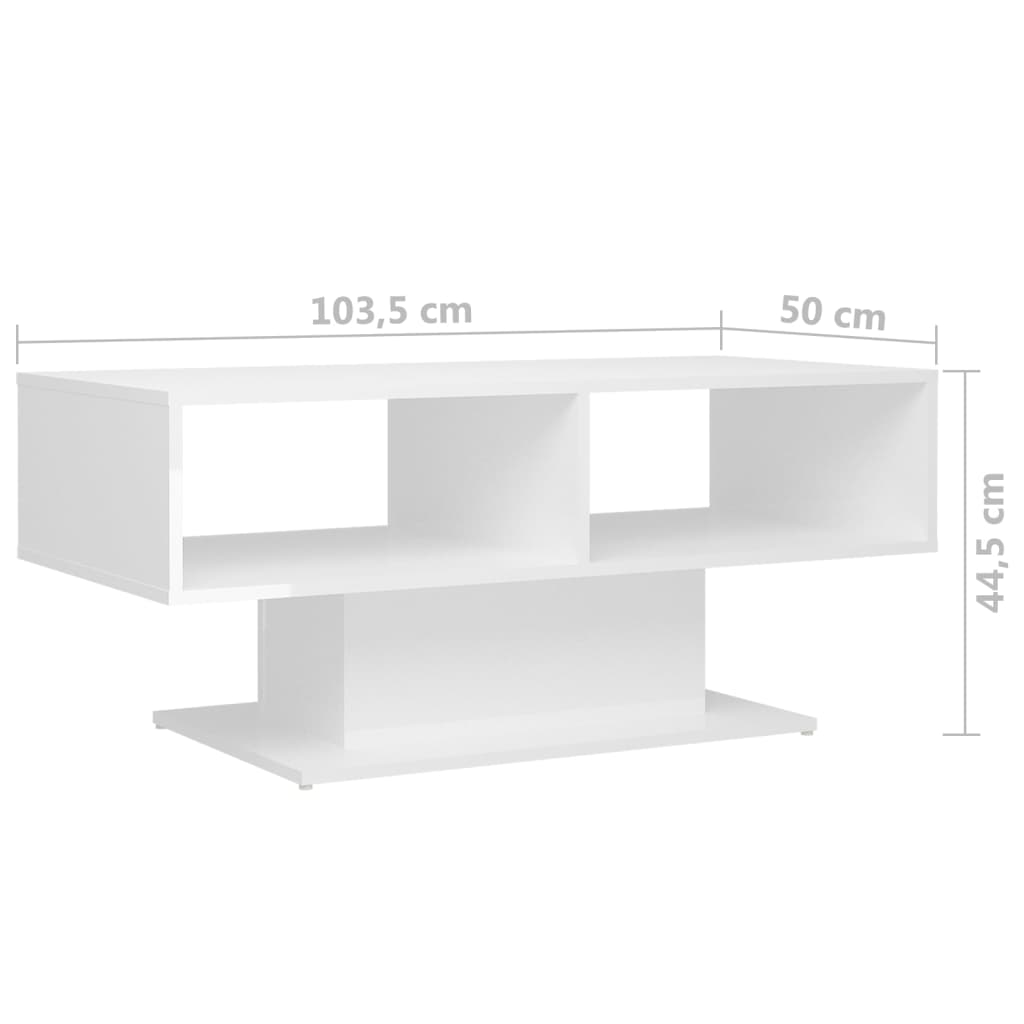 vidaXL sofabord 103,5x50x44,5 cm konstrueret træ hvid højglans