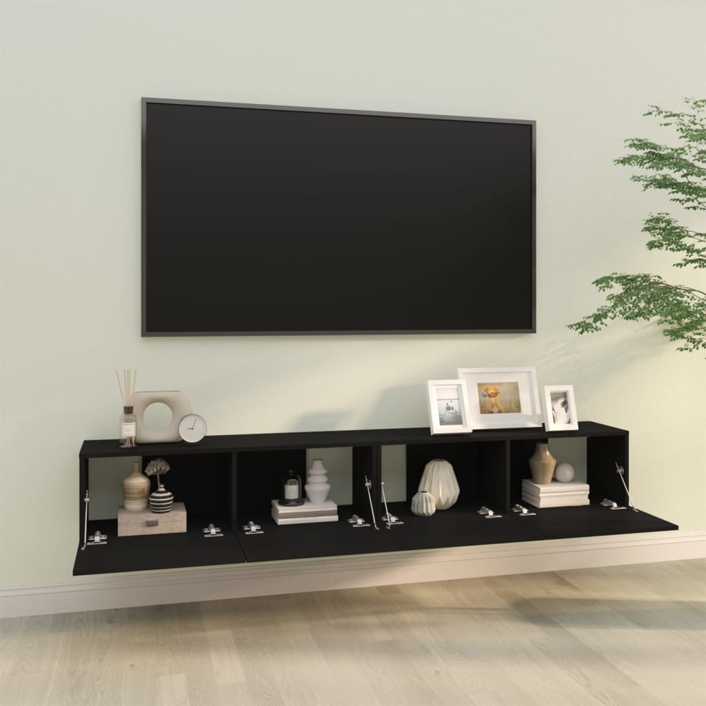 vidaXL væghængte tv-skabe 2 stk. 100x30x30 cm konstrueret træ sort