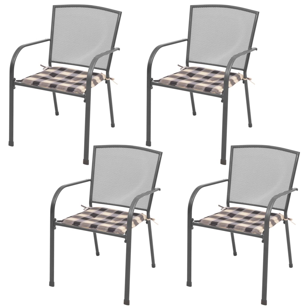 vidaXL udendørs spisebordssæt 5 dele med hynder stål antracitgrå