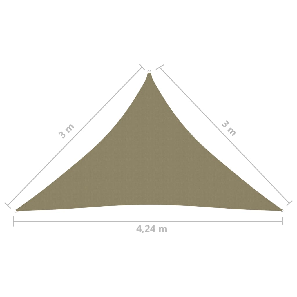 vidaXL solsejl 3x3x4,24 m trekantet oxfordstof beige