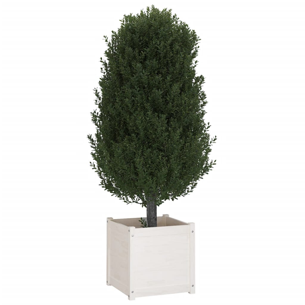 vidaXL plantekasse 50x50x50 cm massivt fyrretræ hvid