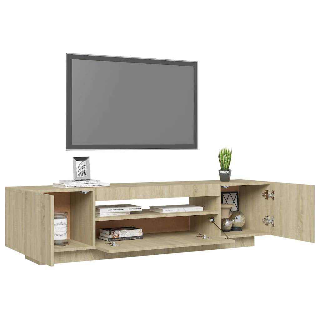 vidaXL tv-bord med LED-lys 160x35x40 cm sonoma-eg