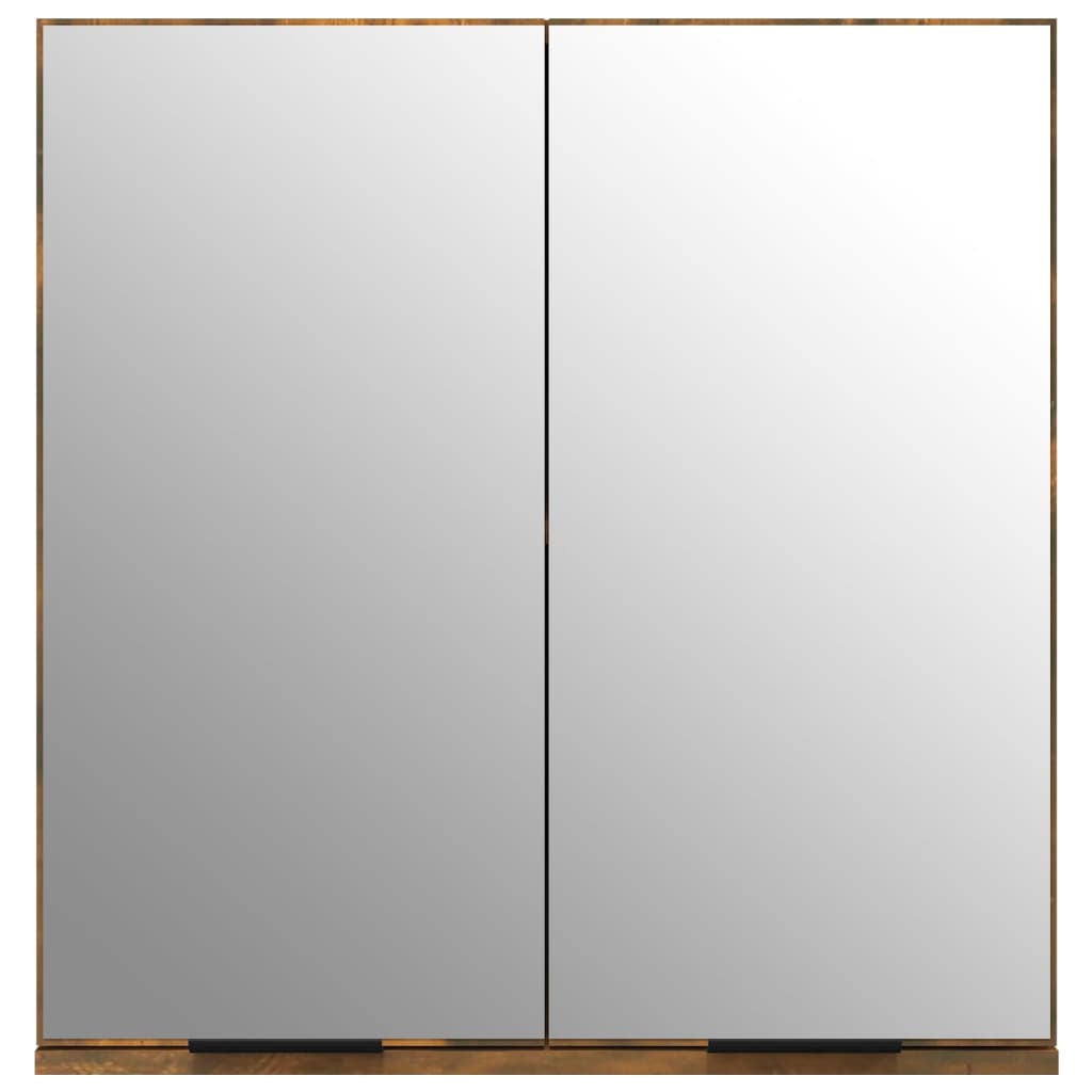 vidaXL badeværelsesskab med spejl 64x20x67 cm røget egetræsfarve